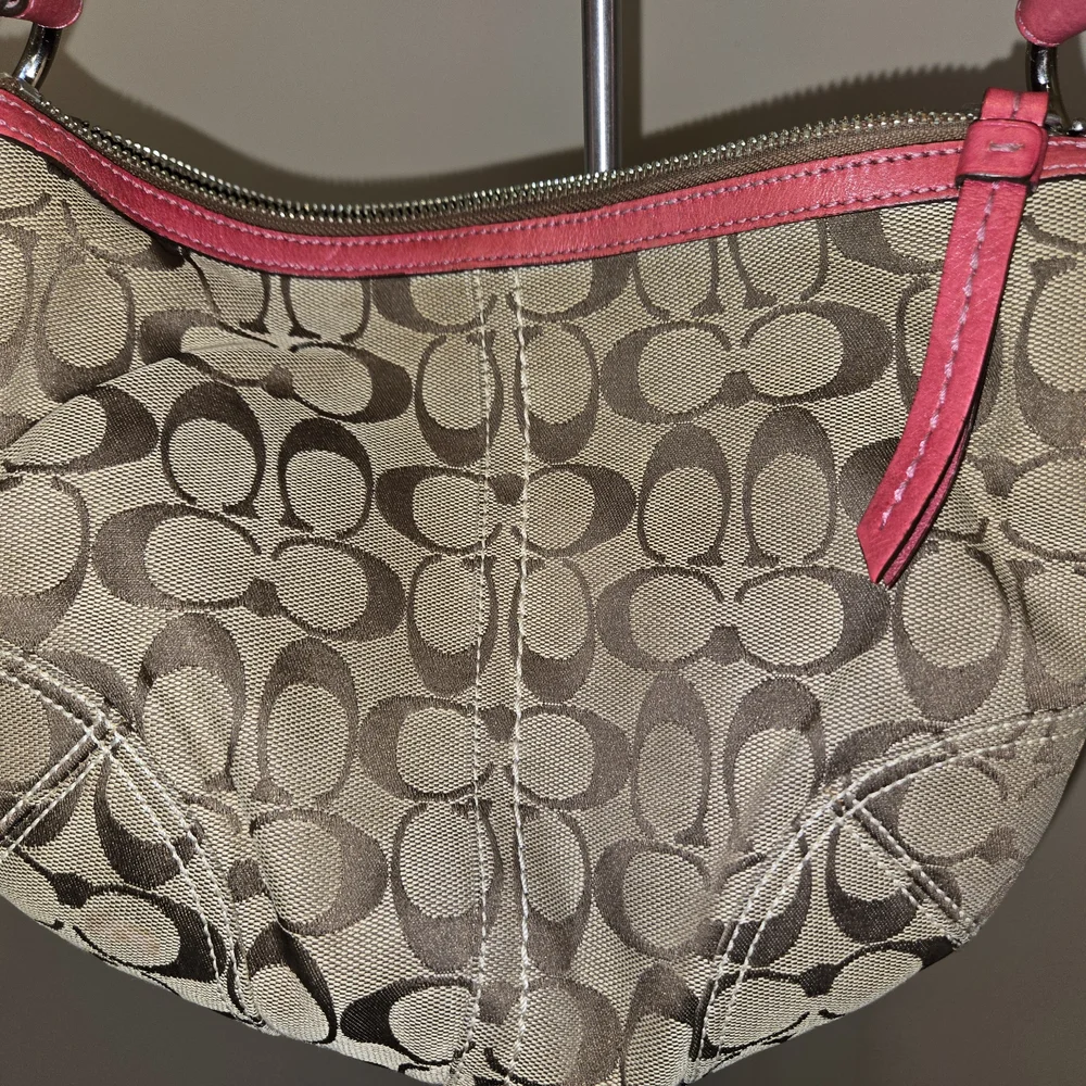 Coach Brown and Pink Signature Shoulder Bag - Picture 3 of 10